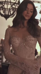 Arabic Lace Simple Style Long Sleeves Modest Mermaid Evening Dress CLA72545