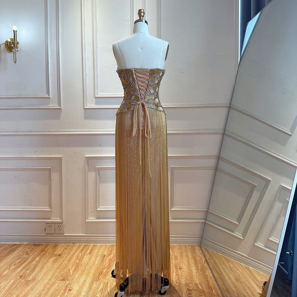 Kosovo Haute Couture Hand-beading Tassels Mermaid Evening Dress LA73748