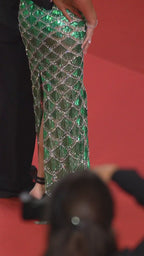 Luxury Green Strapless Beaded Mermaid Evening Dress Gown LA73595