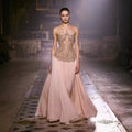 Luxury Nude Pink Beaded A-Line Evening Dress LA73623
