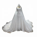 Luxury White Long Sleeve Beaded Corset Wedding Dress HA2535