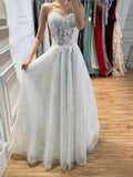 Luxury White Lace Strapless A-Line Bridal Wedding Dress HA2539
