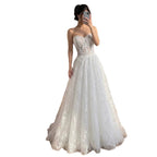 Luxury White Lace Strapless A-Line Bridal Wedding Dress HA2539