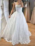 Luxury White Floral Lace A Line Wedding Dress HA2548