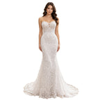 Elegant White Strapless Lace Mermaid Wedding Dress HA2560