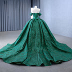 Luxury Gold Off-Shoulder Pearls Beaded Ball Gown HM231147