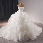 Luxury White Strapless 3D Floral Tulle Ball Gown HM241086