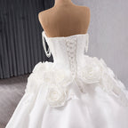 Luxury White Pearl Beaded 3D Floral Off-Shoulder Wedding Dress HM241140