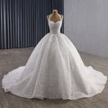 Luxury White Halter Floral Appliques Ball Gown Wedding Dress HM251085