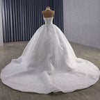 Luxury White Halter Floral Appliques Ball Gown Wedding Dress HM251085