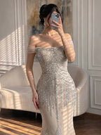 Luxury Nude Beaded Mermaid Evening Dress 2026 CLA73214