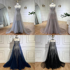 Arabic Luxury Beaded Spaghetti Straps Mermaid Evening Dress With Chocker Cape CLA72440