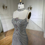 Arabic Luxury Beaded Spaghetti Straps Mermaid Evening Dress With Chocker Cape CLA72440