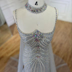 Arabic Luxury Beaded Spaghetti Straps Mermaid Evening Dress With Chocker Cape CLA72440