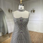 Arabic Luxury Beaded Spaghetti Straps Mermaid Evening Dress With Chocker Cape CLA72440