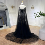 Arabic Luxury Beaded Spaghetti Straps Mermaid Evening Dress With Chocker Cape CLA72440