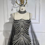 Arabic Luxury Beaded Spaghetti Straps Mermaid Evening Dress With Chocker Cape CLA72440