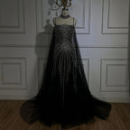 Arabic Luxury Beaded Spaghetti Straps Mermaid Evening Dress With Chocker Cape CLA72440