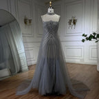 Arabic Luxury Beaded Spaghetti Straps Mermaid Evening Dress With Chocker Cape CLA72440