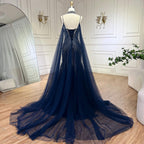 Arabic Luxury Beaded Spaghetti Straps Mermaid Evening Dress With Chocker Cape CLA72440