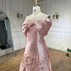 Arabic Simple Style Satin Floral Mermaid Evening Dress Elegant Off Shoulder Women Party Gown CLA72483
