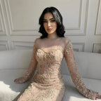 Arabic Lace Simple Style Long Sleeves Modest Mermaid Evening Dress CLA72545