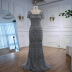 Dubai Mermaid Evening Dress Luxury Modest Arabic Party Gown CLA72714