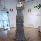 Dubai Mermaid Evening Dress Luxury Modest Arabic Party Gown CLA72714