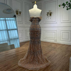 Dubai Mermaid Evening Dress Luxury Modest Arabic Party Gown CLA72714