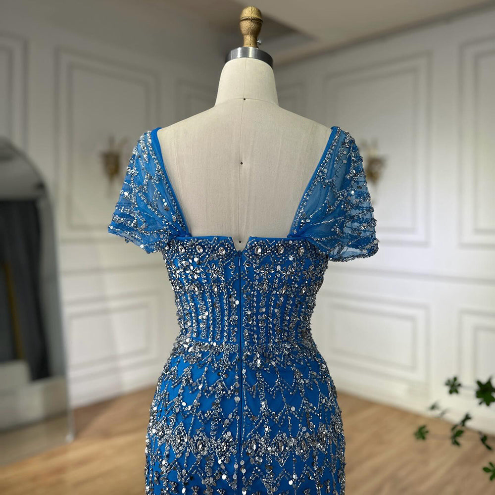 Dubai Mermaid Evening Dress Luxury Modest Arabic Party Gown CLA72714