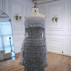 Dubai Mermaid Evening Dress Luxury Modest Arabic Party Gown CLA72714