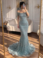 Dubai Mermaid Evening Dress Luxury Modest Arabic Party Gown CLA72714