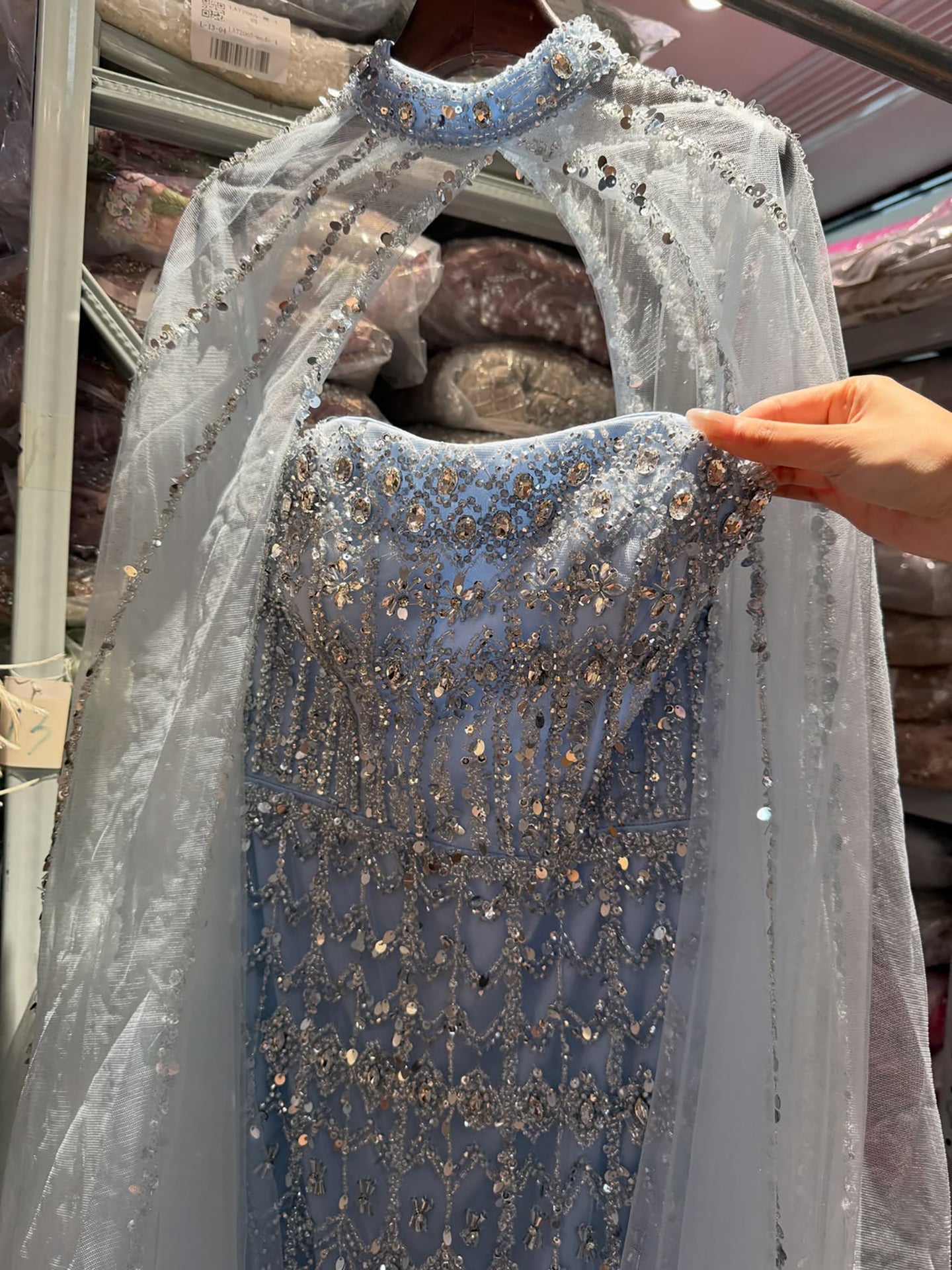 Arabic Luxury Beaded Strapless Mermaid Evening Dress With Cape Women Wedding Party Gown CLA72714B