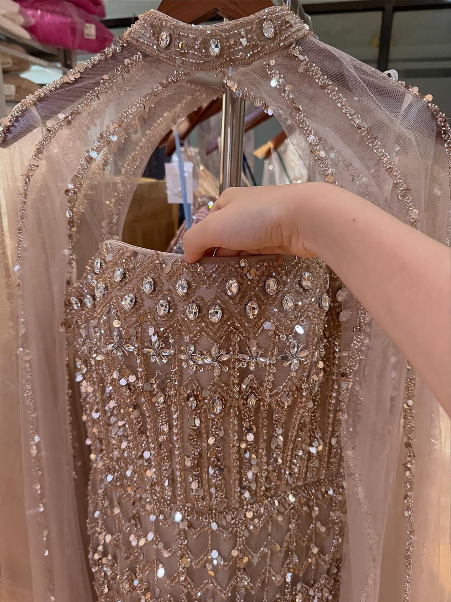Arabic Luxury Beaded Strapless Mermaid Evening Dress With Cape Women Wedding Party Gown CLA72714B