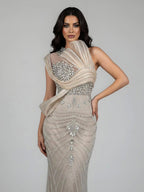 Luxury Nude Beaded Arabic Elegant Evening Dress Prom LA72769B