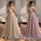 Luxury Sage Green Beaded A-Line Spaghetti Straps Evening Dress CLA72805