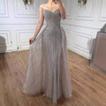 Luxury Caramel Crystal Beaded Mermaid Evening Dress With Overskirt LA72811D
