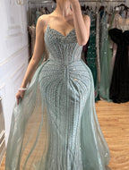 Kosovo Luxury Beaded Strapless Mermaid With Overskirt Evening Dress CLA72811D