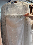Luxury White Dubai Arabia Beaded Evening Dress With Cape CLA72870