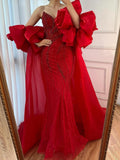 Kosovo Luxury Beaded Mermaid With Overskirt Strapless Evening Dress CLA72896