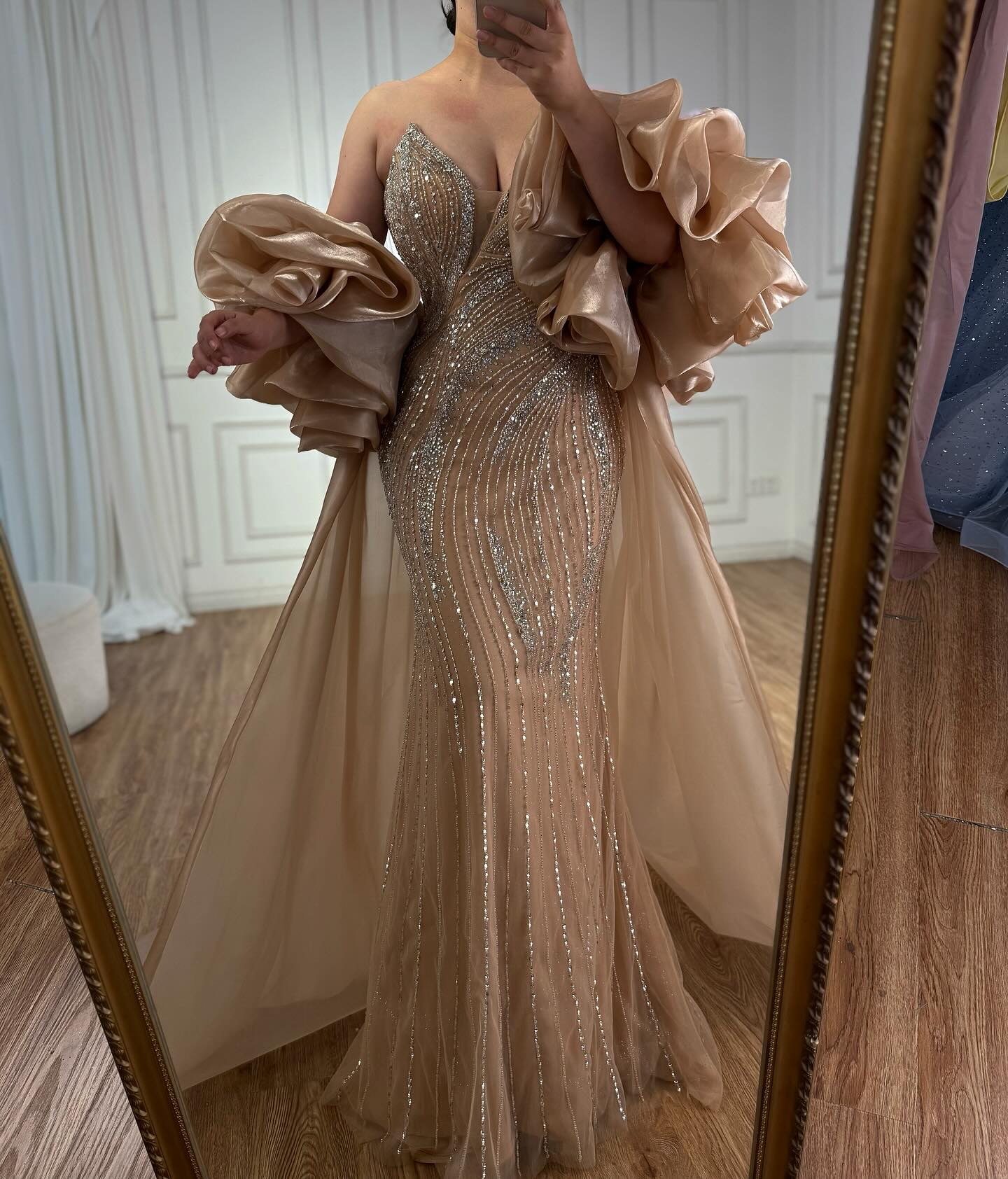 Kosovo Luxury Beaded Mermaid With Overskirt Strapless Evening Dress CLA72896