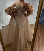 Kosovo Luxury Beaded Mermaid With Overskirt Strapless Evening Dress CLA72896