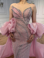 Kosovo Luxury Beaded Mermaid With Overskirt Strapless Evening Dress CLA72896