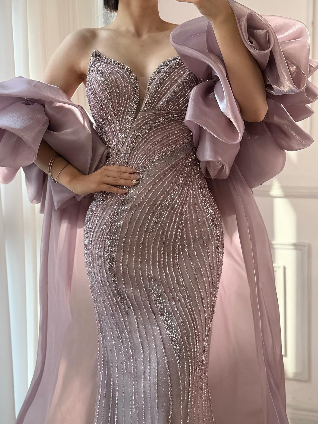 Kosovo Luxury Beaded Mermaid With Overskirt Strapless Evening Dress CLA72896