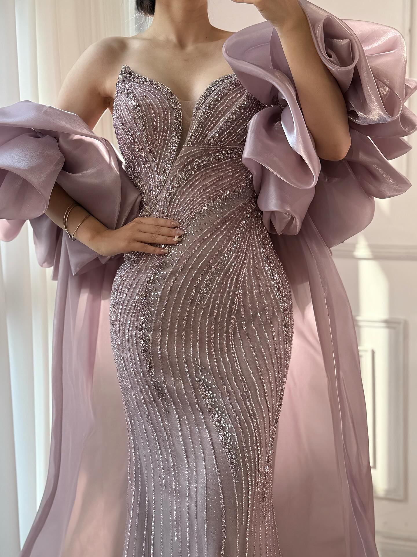 Kosovo Luxury Beaded Mermaid With Overskirt Strapless Evening Dress CLA72896