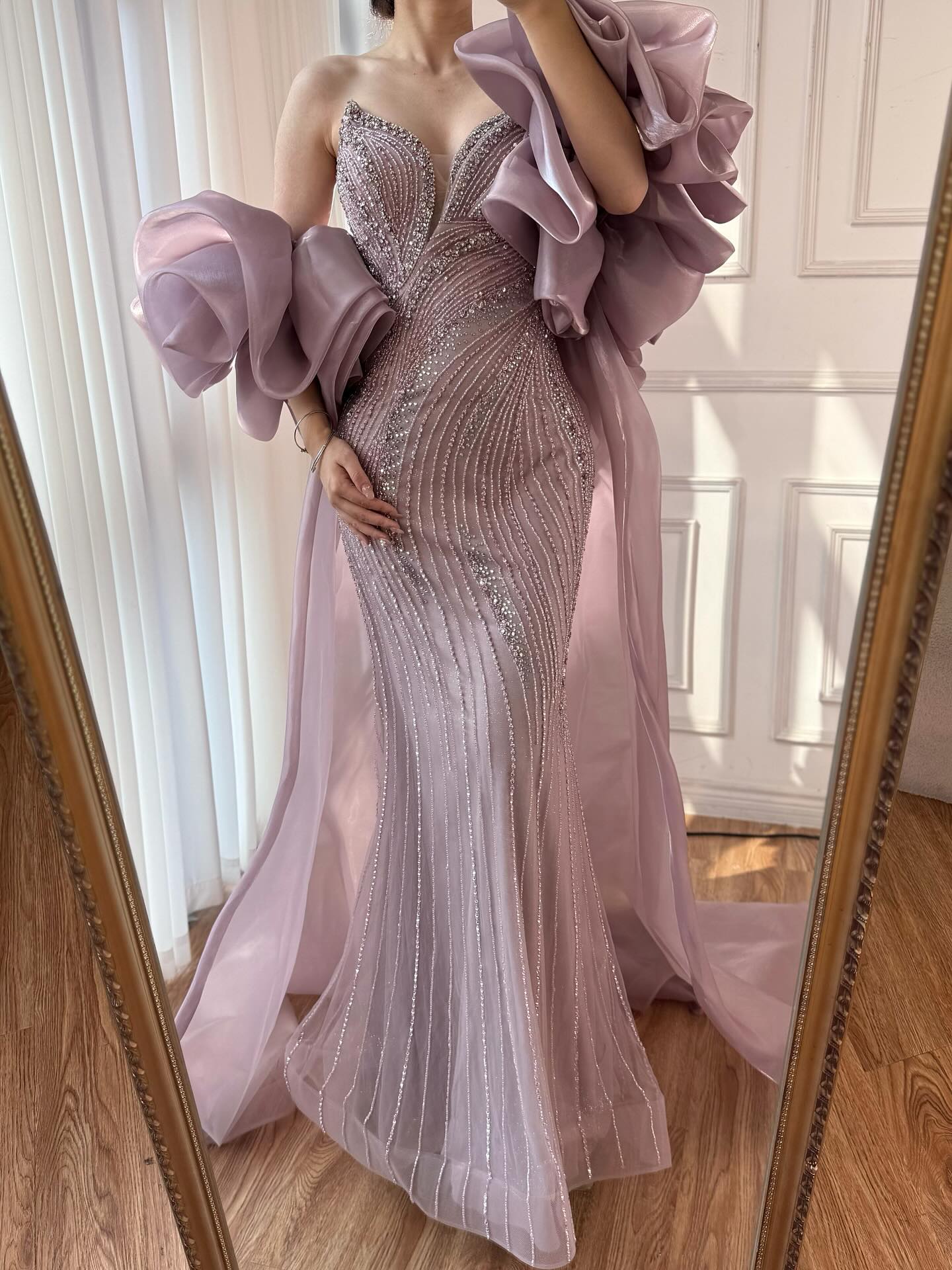 Kosovo Luxury Beaded Mermaid With Overskirt Strapless Evening Dress CLA72896