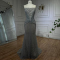 Luxury Silver Gray Beaded Crystal Strapless Evening Dress LA72905A