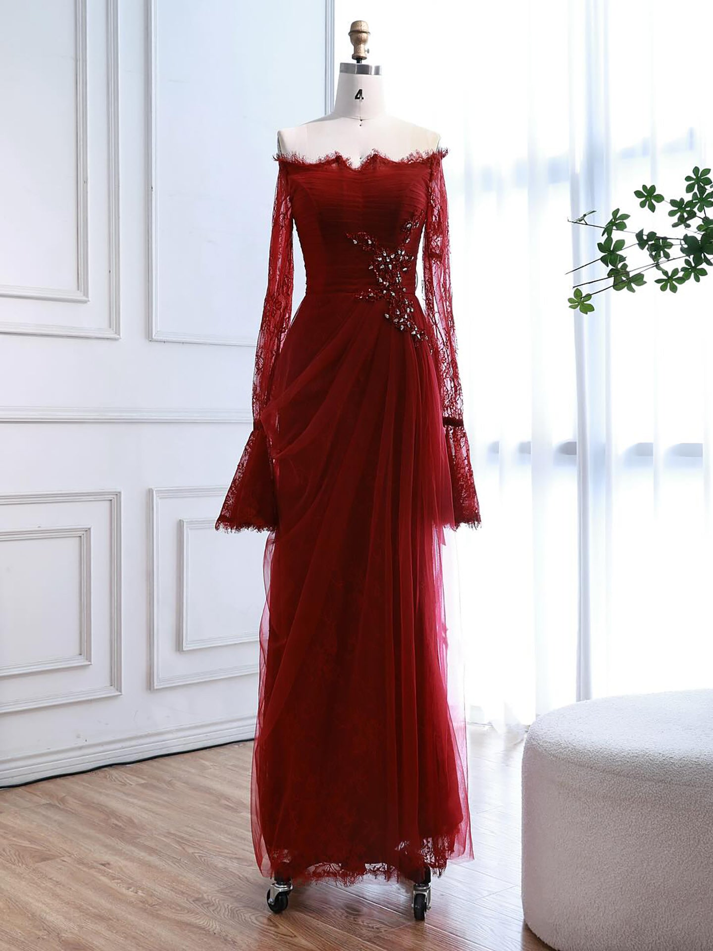 Luxury Light Pink Mermaid Lace Beaded Evening Dress CLA72910