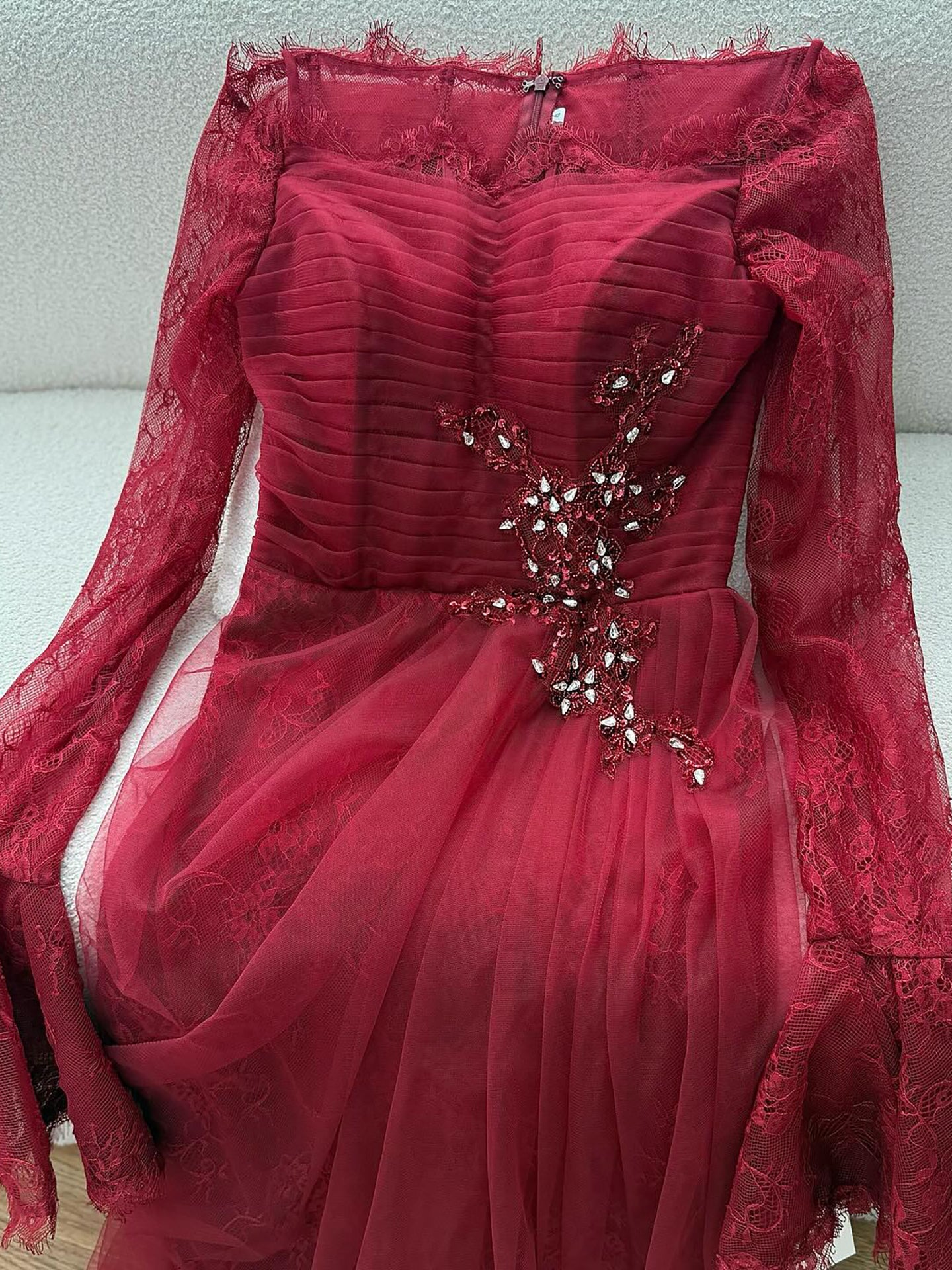 Luxury Light Pink Mermaid Lace Beaded Evening Dress CLA72910