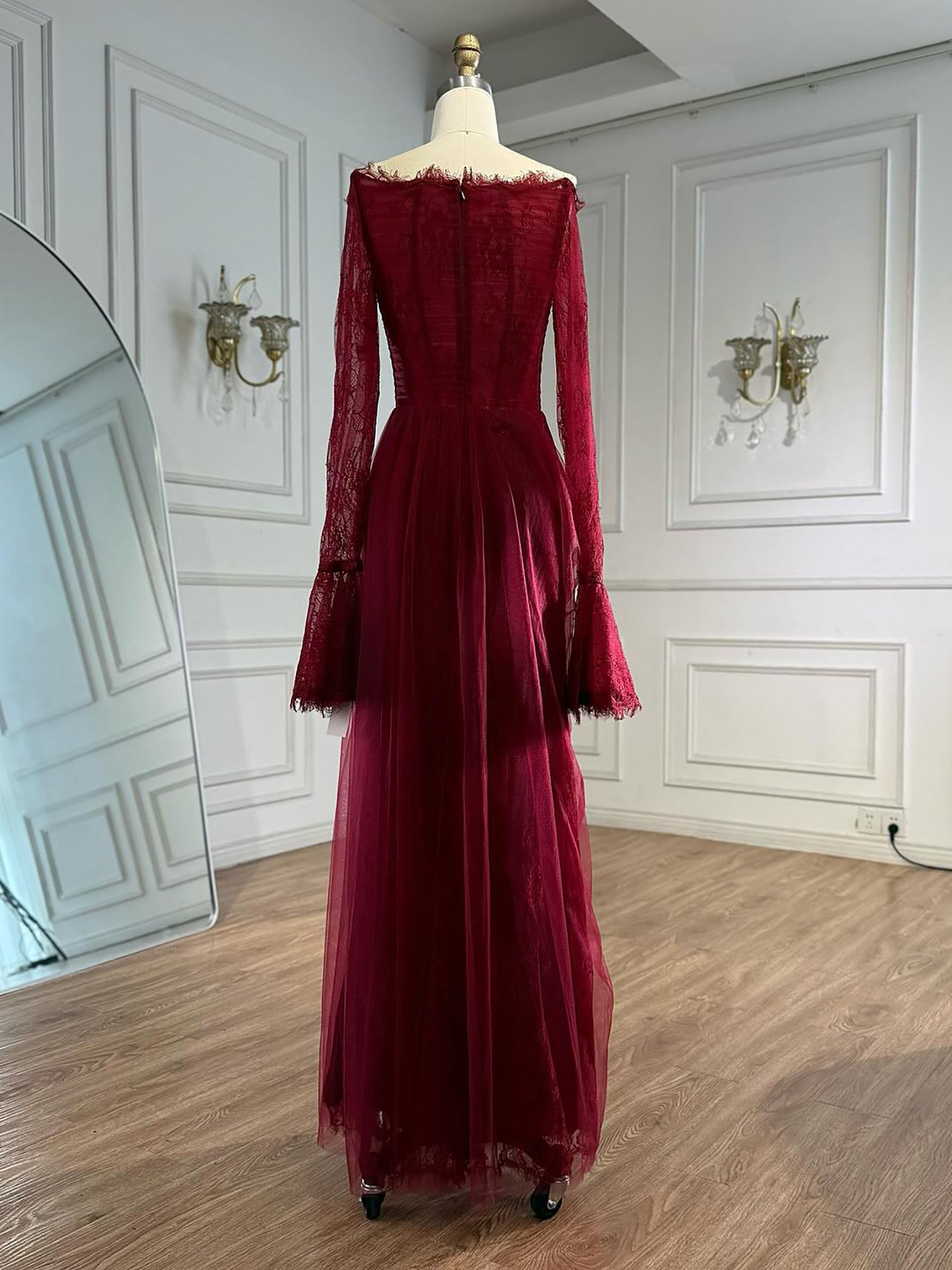 Luxury Light Pink Mermaid Lace Beaded Evening Dress CLA72910